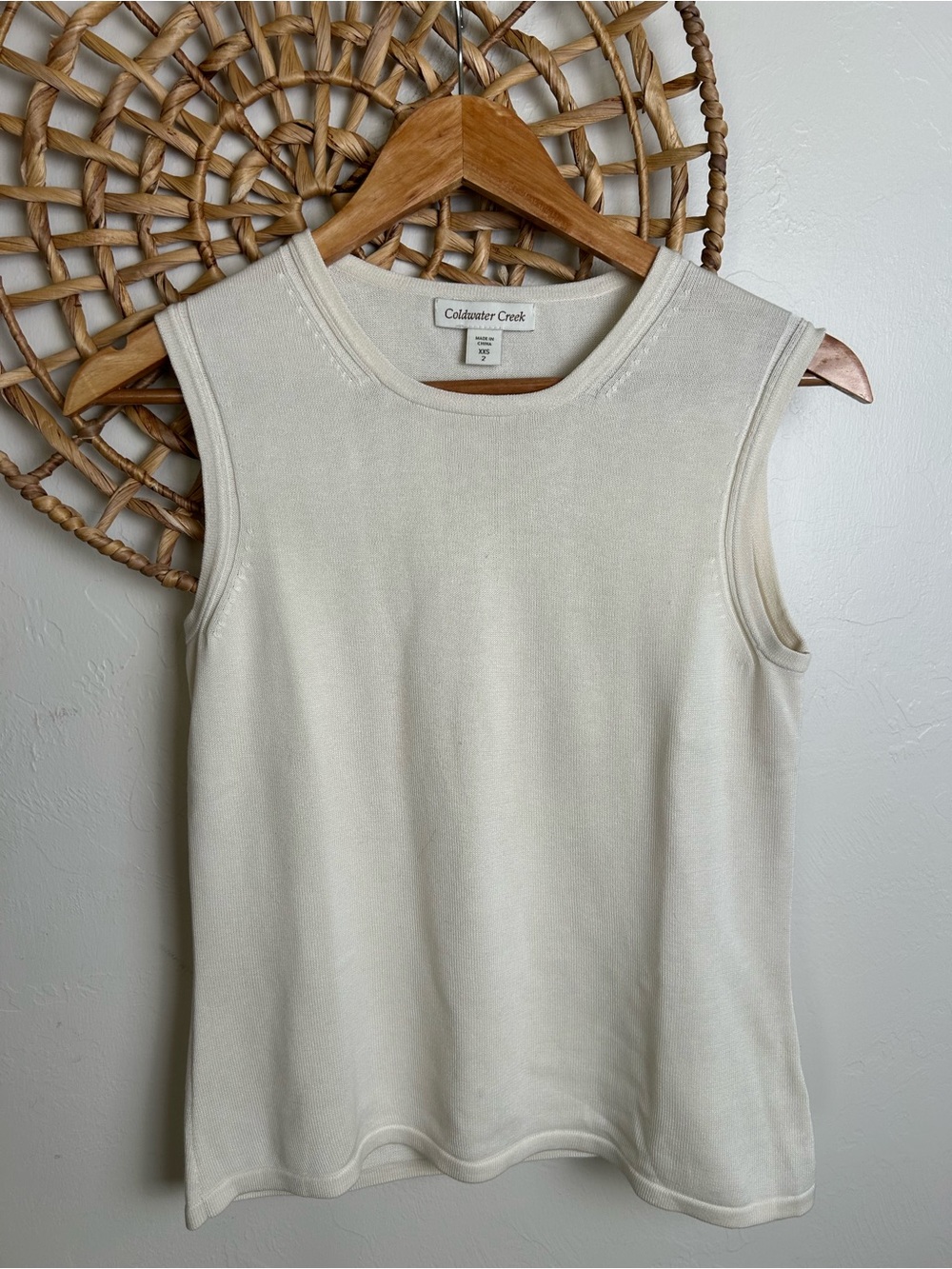 Coldwater Creek Cream Sleeveless Knit Tank
